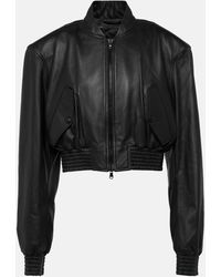 Wardrobe NYC - Cropped Leather Bomber Jacket - Lyst