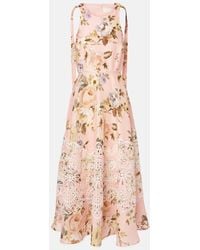 Zimmermann - Vestido Midi Acacia De Lino Con Bordado Ingles - Lyst