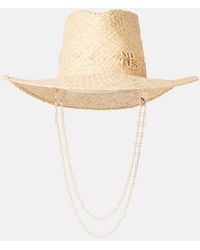 Ruslan Baginskiy - Logo Faux Pearl-Embellished Straw Fedora - Lyst