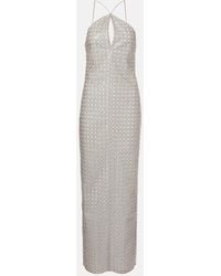 ROTATE BIRGER CHRISTENSEN - Vestido Largo Con Lentejuelas Y Escote Halter - Lyst