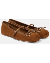 Gucci - Horsebit Suede & Leather Ballet Flat - Lyst