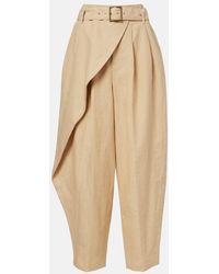 Polo Ralph Lauren - Belted Linen Barrel-Leg Pants - Lyst
