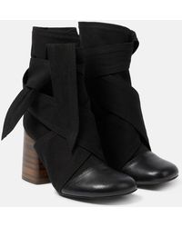 Lemaire - Wrapped 90 Canvas And Leather Ankle Boots - Lyst