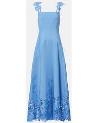 Oscar de la Renta - Porcelain Wool-Blend Guipure Midi Dress - Lyst