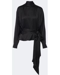 Balmain - Bow-Detail Silk Satin Blouse - Lyst