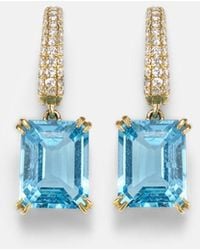 Octavia Elizabeth - Yana Charmed Micro 18Kt Earrings With Topazes And Diamonds - Lyst