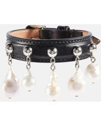 Alaïa - Mother-Of-Pearl Leather Bracelet - Lyst