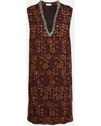 Dries Van Noten - Floral Embellished Georgette Midi Dress - Lyst