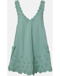 Juliet Dunn - Embroidered Cotton Poplin Minidress - Lyst