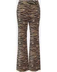 Rabanne - Tiger-print Cotton Twill Flared Pants - Lyst