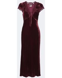 RIXO London - Amari Lace-Trimmed Velvet Midi Dress - Lyst