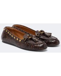 Isabel Marant - Faxel Snake-Effect Studded Leather Loafers - Lyst