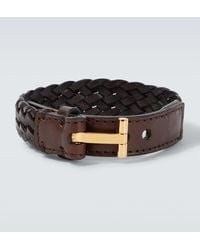 Tom Ford - Pulsera T De Piel Trenzada - Lyst