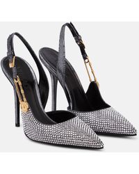 Versace - Safety Pin Embellished Leather Pumps - Lyst