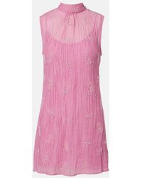 STAUD - Albee Beaded Tie-Neck Organza Minidress - Lyst