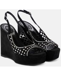 Rene Caovilla - Embellished Suede Platform Sandals - Lyst