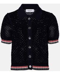 Thom Browne - Pointelle Cotton Cardigan - Lyst