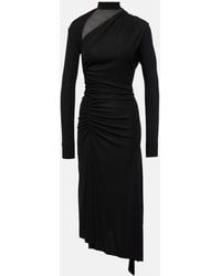 Victoria Beckham - Asymmetric Ruched Midi Dress - Lyst