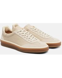 Loro Piana - Tennis Suede-Trimmed Leather Sneakers - Lyst