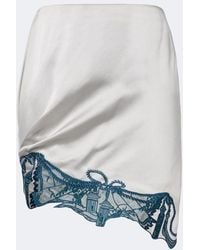JACQUES WEI - Embroidered Satin Miniskirt - Lyst