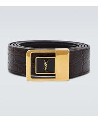 Saint Laurent - La 66 Croc-Effect Leather Belt - Lyst