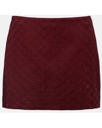 Gucci - Gg Canvas Crystal-Embellished Miniskirt - Lyst