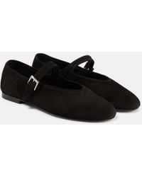 The Row - Suede Mary Jane Flats - Lyst