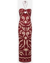 Cala De La Cruz - Leda Printed Halterneck Linen Maxi Dress - Lyst