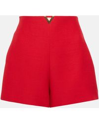 Valentino - High-rise Silk And Wool Crepe Shorts - Lyst