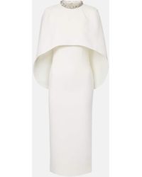 Roland Mouret - Caped Crystal-Embellished Crepe Midi Dress - Lyst