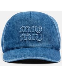 Miu Miu - Logo Denim Baseball Cap - Lyst