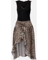 JACQUES WEI - Lace-Trimmed Leopard-Print Asymmetric Midi Dress - Lyst
