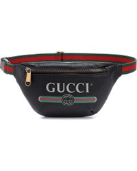 Gucci Printed Leather Belt Bag - Black