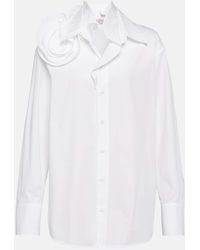 Valentino - Camisa de popelin de algodon con aplique floral - Lyst