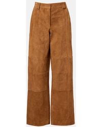 Tory Burch - Weite Hose Aus Veloursleder - Lyst