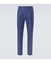Sunspel - Pleated Linen Straight Pants - Lyst