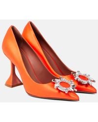 AMINA MUADDI - Crystal-Embellished Satin Pumps - Lyst