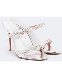 AMINA MUADDI - Elizabeth Embellished Metallic Leather Mules - Lyst