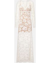 Self-Portrait - Bow-Detail Lace Maxi Dress - Lyst