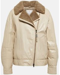 Brunello Cucinelli - Shearling-trimmed Leather Jacket - Lyst