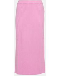 Jardin Des Orangers - High-Rise Ribbed-Knit Cashmere Midi Skirt - Lyst