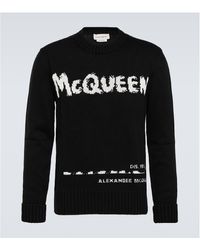 Alexander McQueen - Mcqueen Graffiti Intarsia Cotton Sweater - Lyst