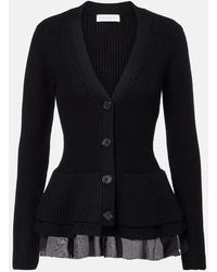 Nina Ricci - Ruffled Silk-Trimmed Wool Cardigan - Lyst