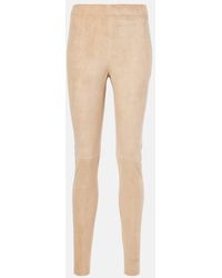 JOSEPH - Mid-Rise Leggings Aus Veloursleder - Lyst