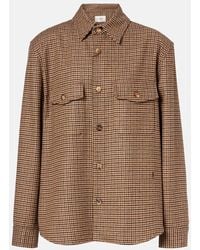 Saint Laurent - Puppytooth Wool Blend Overshirt - Lyst