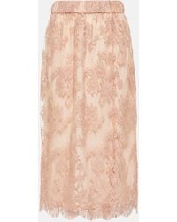 Gucci - Floral Lace Midi Skirt - Lyst