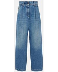 Brunello Cucinelli - Pleated High-rise Wide-leg Jeans - Lyst