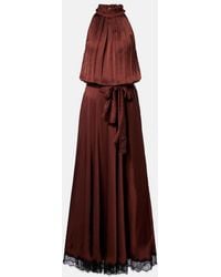 Poupette - Nina Halterneck Satin Maxi Dress - Lyst