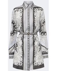 Versace - Medusa Printed Silk Twill Shirt Dress - Lyst