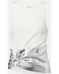 Rabanne - Gathered Cotton-Blend Tank Top - Lyst
